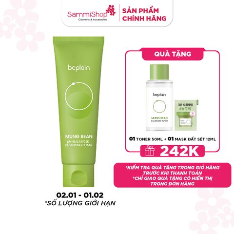 APP+WEB 02.01 - 01.02 Beplain Sữa rửa mặt Mung Bean pH-Balanced Cleansing Foam 160ml