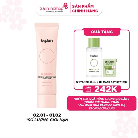 APP+WEB 02.01 - 01.02 Beplain Kem chống nắng Sunmuse Tone Up & Correcting Sunscreen Peach Pink SPF50+ PA++++ 50ml