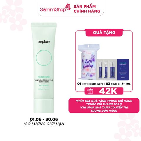 Beplain Kem chống nắng Sunmuse Tone Up & Correcting Sunscreen Mild Green SPF50+ PA++++ 50ml