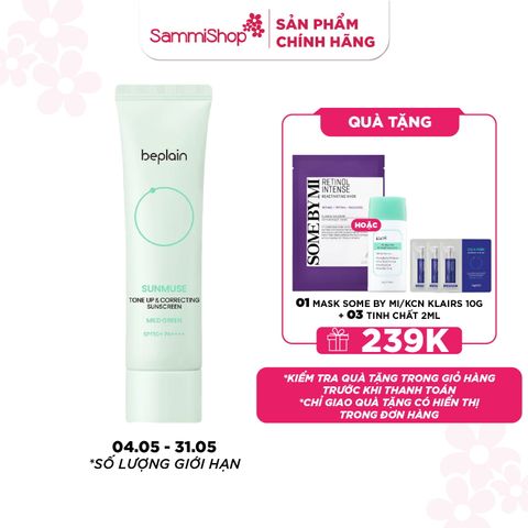 Beplain Kem chống nắng Sunmuse Tone Up & Correcting Sunscreen Mild Green SPF50+ PA++++ 50ml