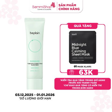Beplain Kem chống nắng Sunmuse Tone Up & Correcting Sunscreen Mild Green SPF50+ PA++++ 50ml