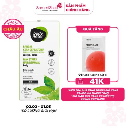 Body Natur Bộ miếng dán tẩy lông Wax Strips Hair Removal Body Normal Skin