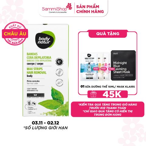 Body Natur Bộ miếng dán tẩy lông Wax Strips Hair Removal Body Normal Skin