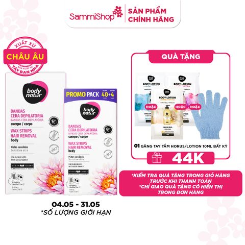 Body Natur Bộ miếng dán tẩy lông Wax Strips Hair Removal Body Sensitive Skin