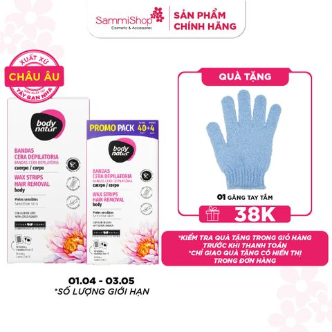 Body Natur Bộ miếng dán tẩy lông Wax Strips Hair Removal Body Sensitive Skin
