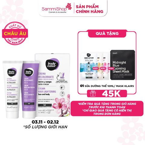 Body Natur Bộ sản phẩm làm nhạt màu lông Cream Hair Lightening Face and Body 2x50ml