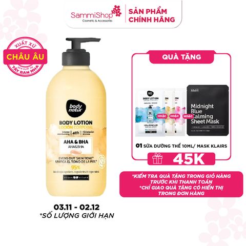 Body Natur Sữa dưỡng thể Body Lotion AHA & BHA 275ml