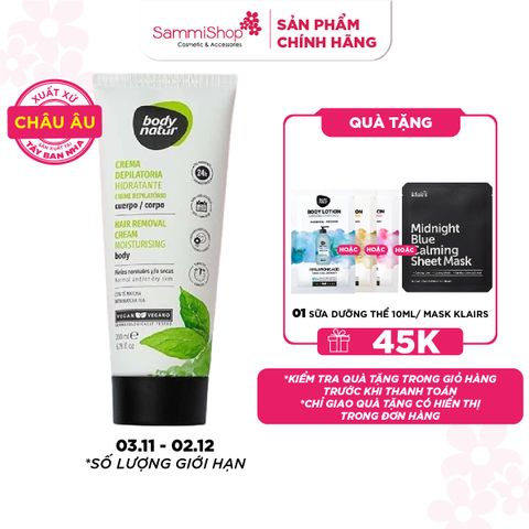 Body Natur Kem Tẩy Lông Hair Removal Cream Moisturising Body Normal And Or Dry Skin 200ml