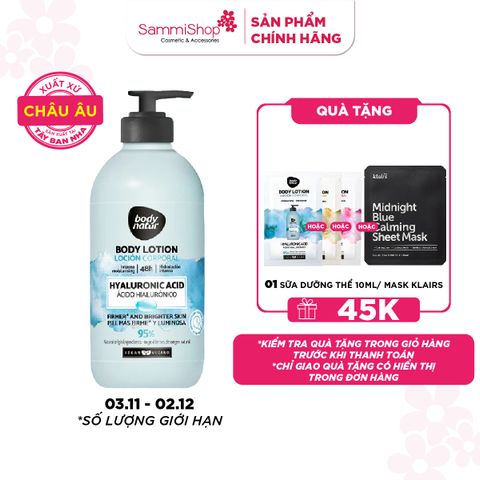 Body Natur Sữa Dưỡng Thể Body Lotion Hyaluronic Acid Firmer And Brighter Skin 275ml