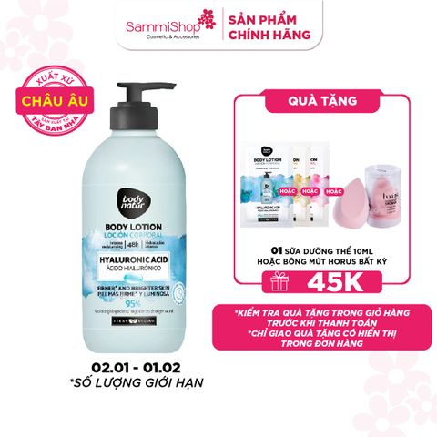 Body Natur Sữa Dưỡng Thể Body Lotion Hyaluronic Acid Firmer And Brighter Skin 275ml