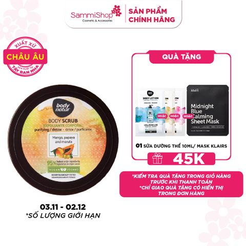 Body Natur Tẩy da chết cơ thể Body Scrub Mango, Papaya and Marula 200ml