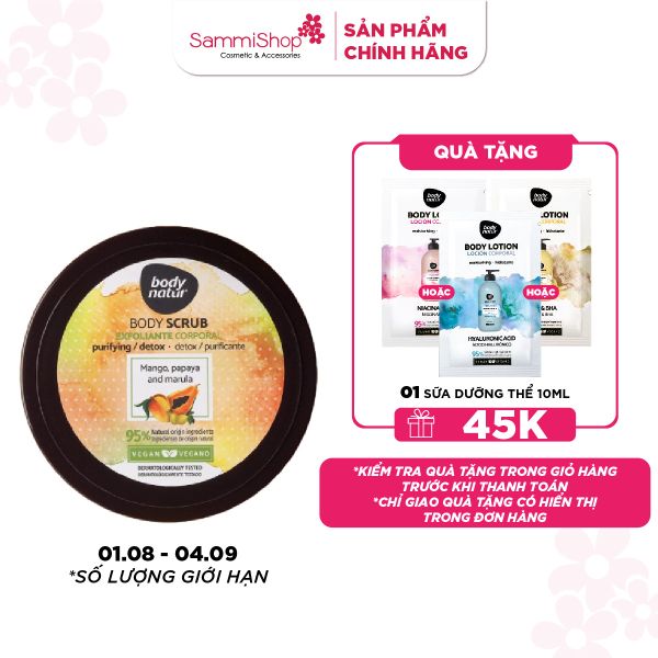 Body Natur Tẩy da chết cơ thể Body Scrub Mango, Papaya and Marula 200ml