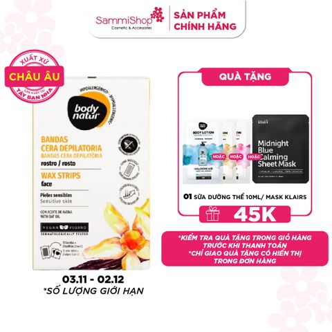 Body Natur Bộ miếng dán tẩy lông Wax Strips Face Sensitive Skin