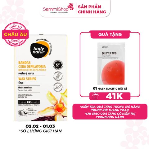 Body Natur Bộ miếng dán tẩy lông Wax Strips Face Sensitive Skin