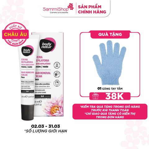 Body Natur Kem Tẩy Lông Hair Removal Cream Face Ultra-Sensitive Skin With Lotus Flower 20ml