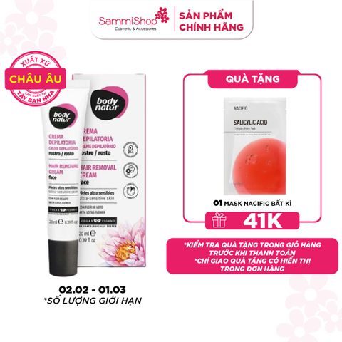 Body Natur Kem Tẩy Lông Hair Removal Cream Face Ultra-Sensitive Skin With Lotus Flower 20ml