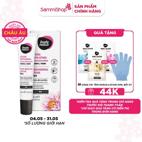 Body Natur Kem Tẩy Lông Hair Removal Cream Face Ultra-Sensitive Skin With Lotus Flower 20ml