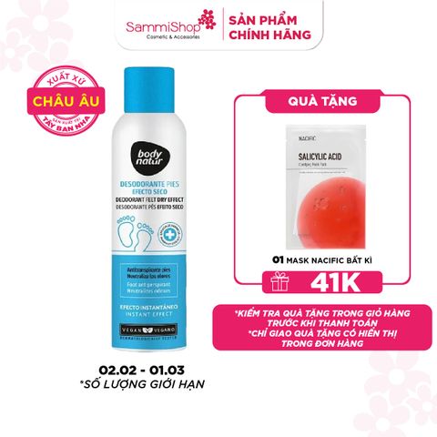 Body Natur Xịt Khử Mùi Chân Deodorant Feet Dry Effect Foot Antiperspirant 150ml