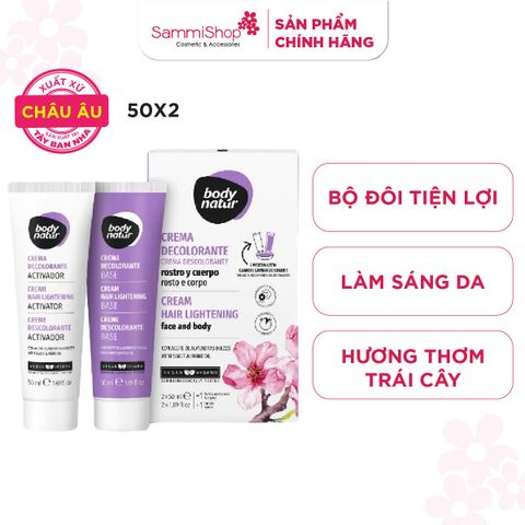 Body Natur Bộ sản phẩm làm nhạt màu lông Cream Hair Lightening Face and Body 2x50ml