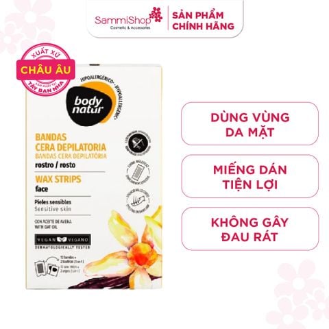 Body Natur Bộ miếng dán tẩy lông Wax Strips Face Sensitive Skin