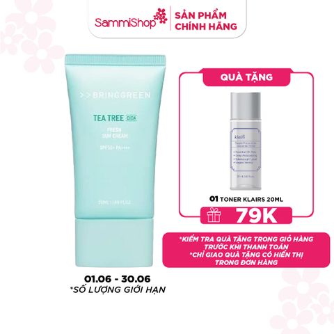 Bring Green Kem chống nắng Tea Tree Cica Fresh Sun Cream SPF50+ PA++++ 50ml