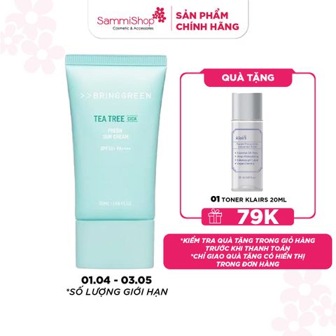 Bring Green Kem chống nắng Tea Tree Cica Fresh Sun Cream SPF50+ PA++++ 50ml