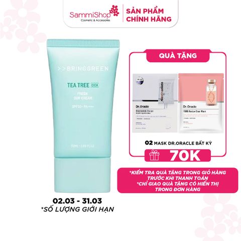 Bring Green Kem chống nắng Tea Tree Cica Fresh Sun Cream SPF50+ PA++++ 50ml