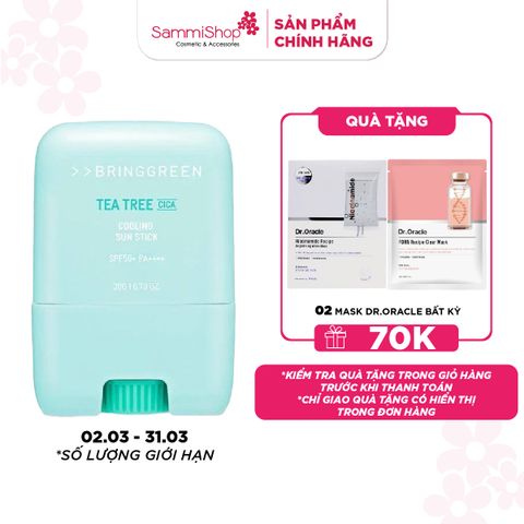 Bring Green Sáp chống nắng Tea Tree Cica Cooling Sun Stick 20g