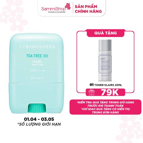 Bring Green Sáp chống nắng Tea Tree Cica Cooling Sun Stick 20g
