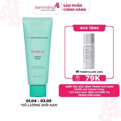 Bring Green Kem dưỡng Tea Tree Cica Soothing Cream plus 100ml