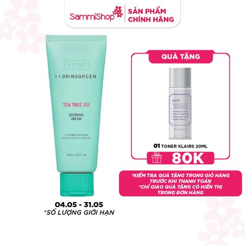 Bring Green Kem dưỡng Tea Tree Cica Soothing Cream plus 100ml