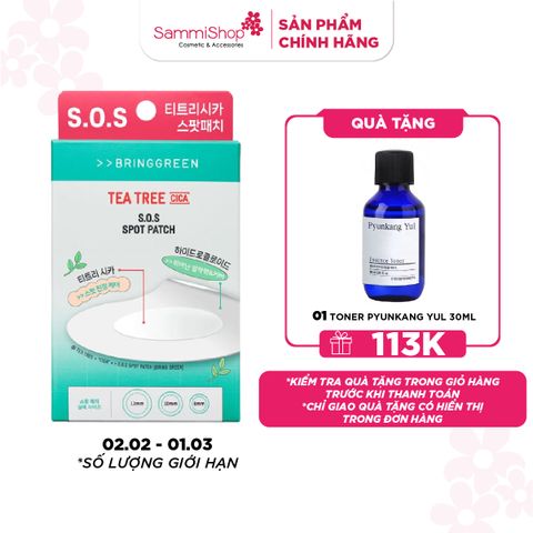 Bring Green Miếng dán mụn Tea Tree Cica S.O.S Spot Patch
