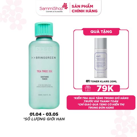 Bring Green Nước hoa hồng Tea Tree Cica Soothing Toner 250ml