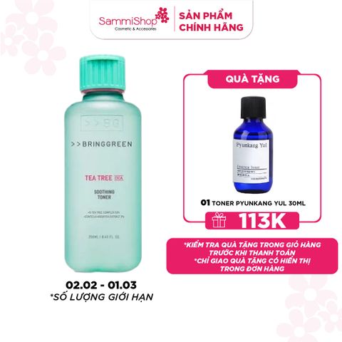 Bring Green Nước hoa hồng Tea Tree Cica Soothing Toner 250ml