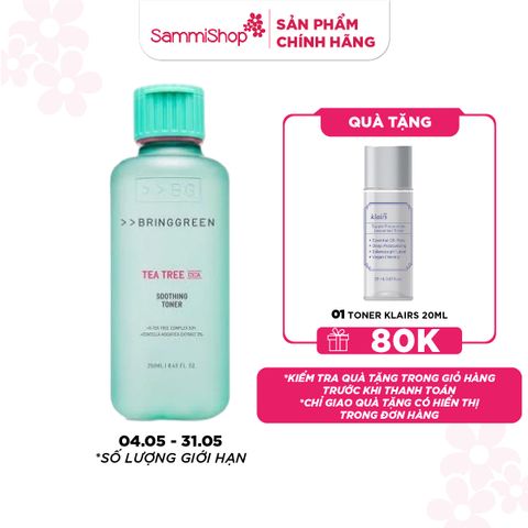 Bring Green Nước hoa hồng Tea Tree Cica Soothing Toner 250ml