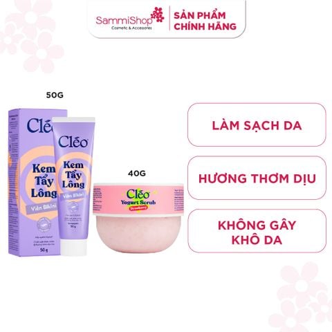 Combo Cleo Kem tẩy lông viền Bikini Hair Removal Cream Bikini Line 50g + TTBC Yogurt Strawberry 40g