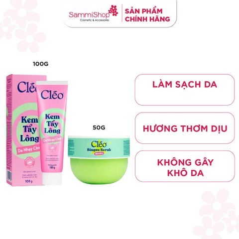 Combo Cleo Kem Tẩy Lông Da Nhạy Cảm Hair Removal Cream Sensitive Skin 100g + 2 TTBC Bingsu 50g & Yogurt 40g