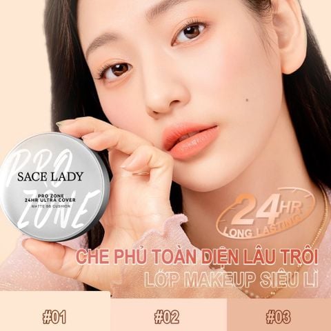 Sace Lady Phấn nước trang điểm Pro Zone 24hr Ultra Cover Matte BB Cushion 10g