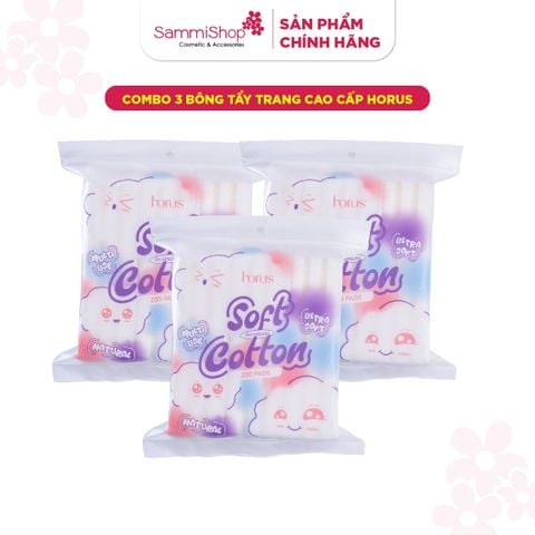 COMBO 02.01 - 18.01 COMBO 3 Horus Bông Tẩy Trang Cao Cấp Rectangular Soft Cotton Pad 200 Pads