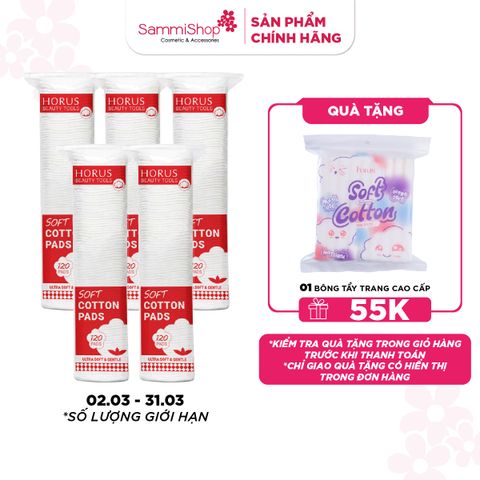 APP+WEB 02.03 - 31.03 COMBO 5 Horus Bông tẩy trang Soft Cotton Pads 120 pads