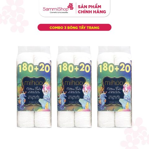 COMBO 02.01 - 18.01 COMBO 3 Mihoo Bông tẩy trang 200 miếng tròn