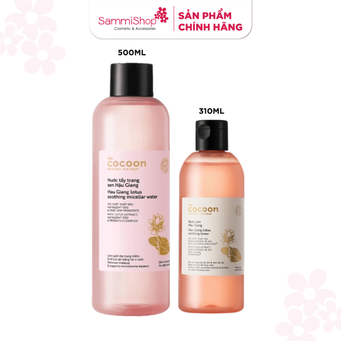 14.01 - 16.01 Cocoon Nước tẩy trang Sen Hậu Giang Lotus Soothing Micellar Water 500ml + QT Cocoon Nước Sen Hậu Giang Lotus Soothing Toner 310ml