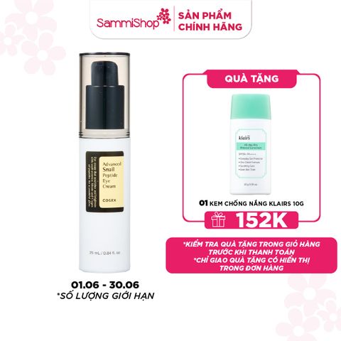 COSRX Kem dưỡng mắt Advanced Snail Peptide Eye Cream 25mL