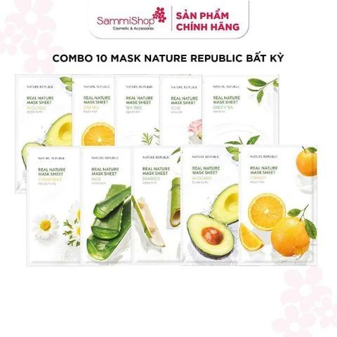 COMBO 03.11 - 02.12 Combo 10 mask Nature Republic Real Nature BẤT KỲ