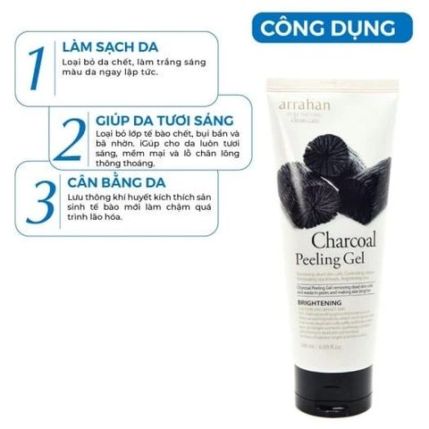 Arrahan Tẩy tế bào da chết Charcoal White Peeling Gel 180ml
