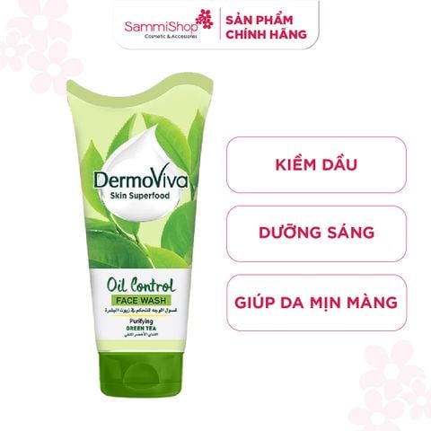 Dermoviva Skin Superfood Sữa rửa mặt Oil Control Face Wash-Green Tea 150ml