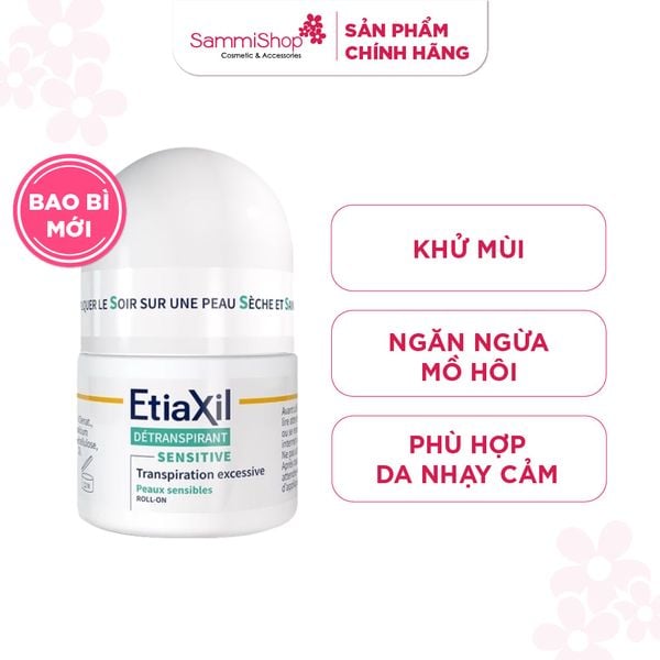 Etiaxil Lăn khử mùi da nhạy cảm Detranspirant Sensitive Peaux Sensibles Roll-on (Xanh) 15ml