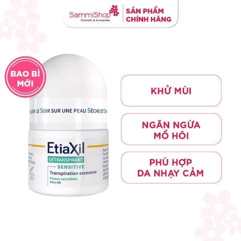 Etiaxil Lăn khử mùi da nhạy cảm Detranspirant Sensitive Peaux Sensibles Roll-on (Xanh) 15ml