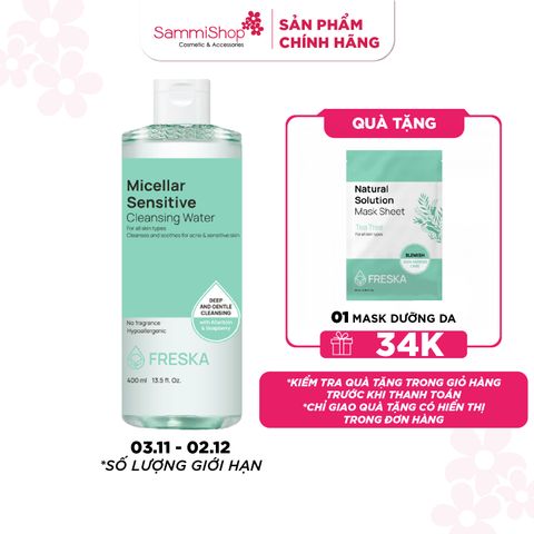 Freska Nước tẩy trang Micellar Sensitive Cleansing Water 400ml