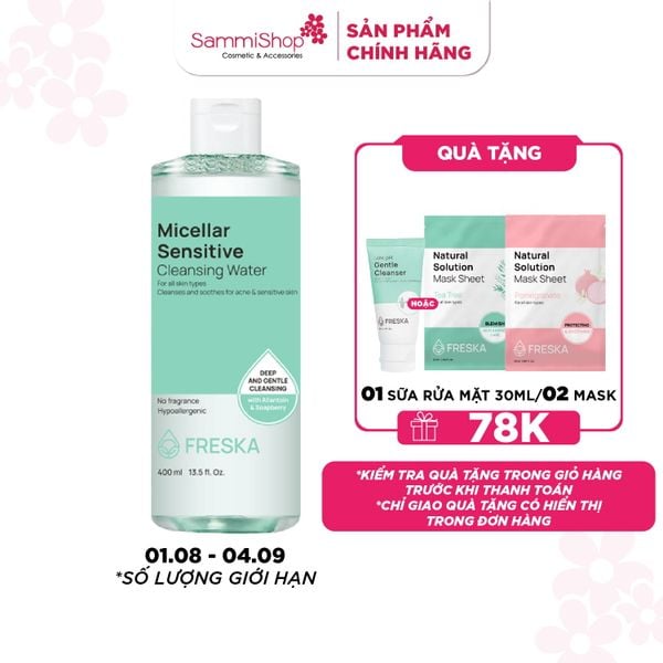 Freska Nước tẩy trang Micellar Sensitive Cleansing Water 400ml
